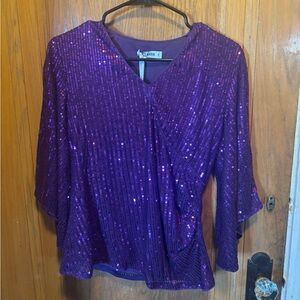 GRACE KARIN Sequin Top Purple Sparkly Sz M NWT